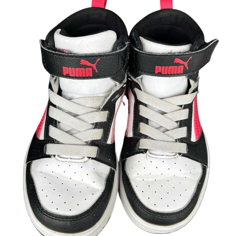 Puma Black and Red High-Top Sneakers with Velcro Strap